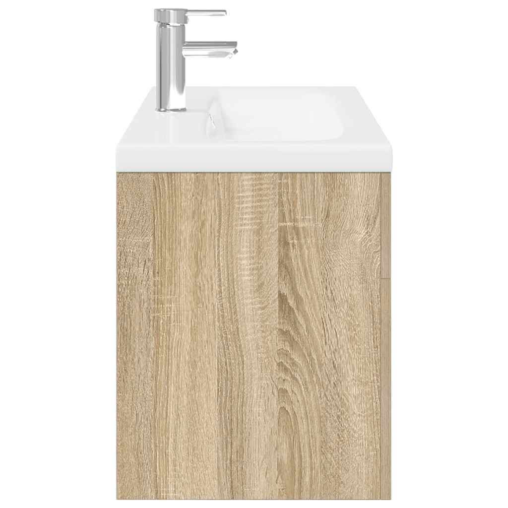Bathroom Sink Cabinet with Built-in Basin Sonoma Oak